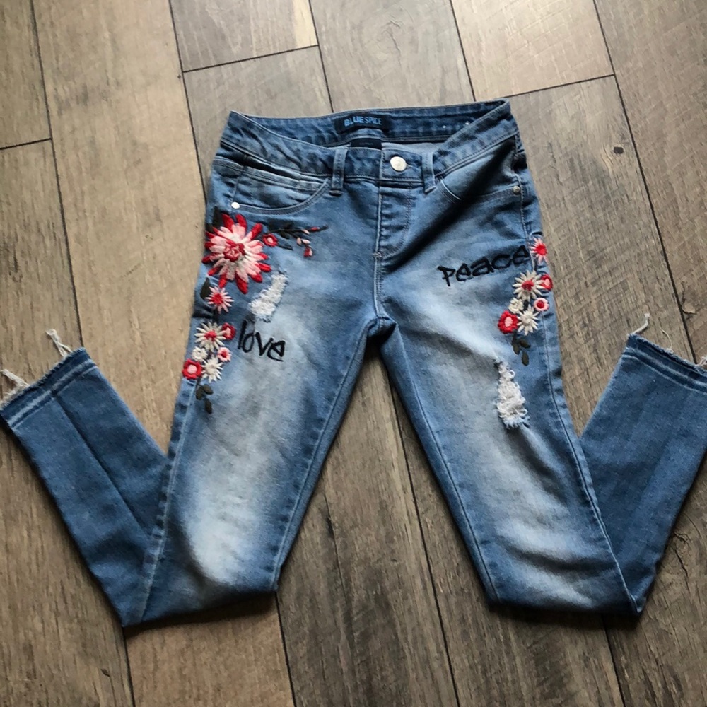 Girls distressed jegging jeans